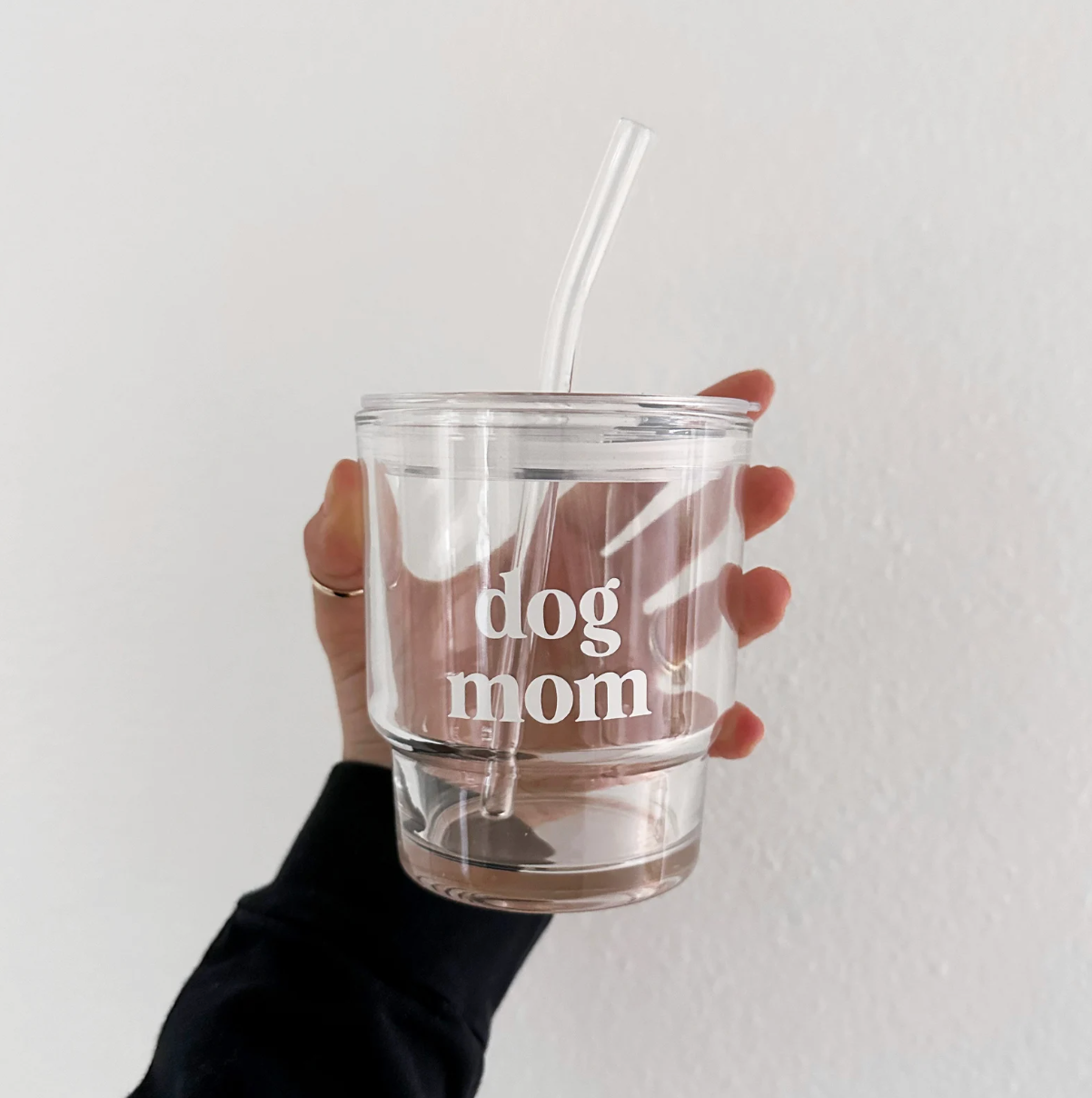 Glass “DOG MOM” Tumbler