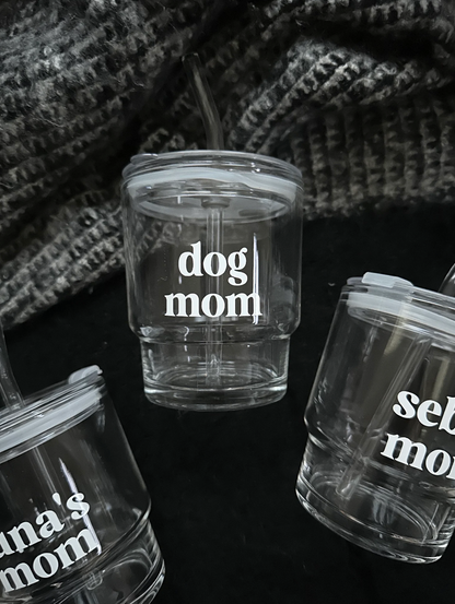 Glass “DOG MOM” Tumbler