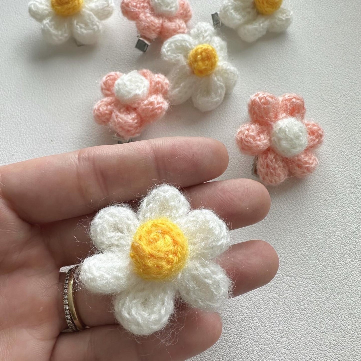 Crocheted Flower Dog Fur Clip